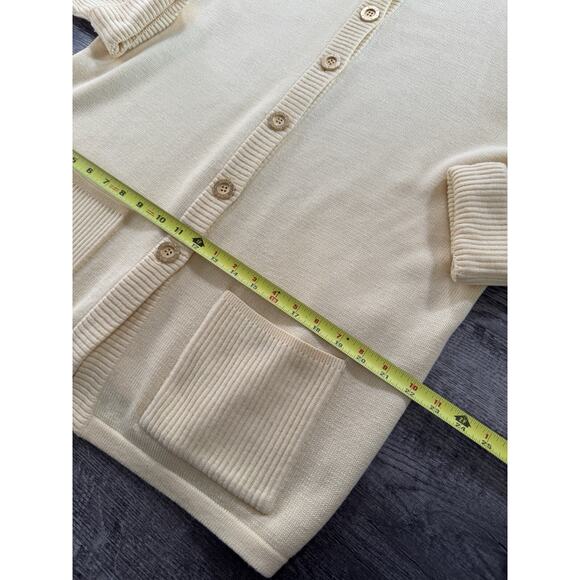 Women’s XL 42 BODE Yellow Knitted Cardigan Vintage Gold Metal Buttons 80s 90s - Picture 9 of 16